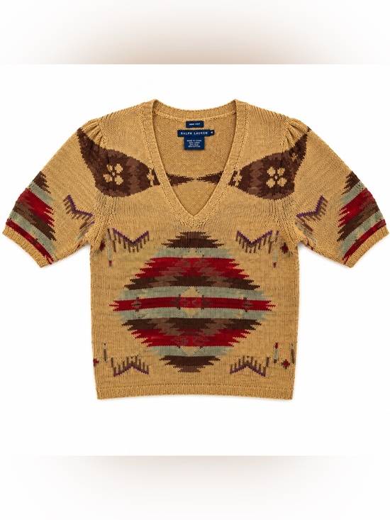 Ralph Lauren Sweaters - Ralph Lauren Hand Knit Aztec Southwest Linen Silk Blend Sweater Medium